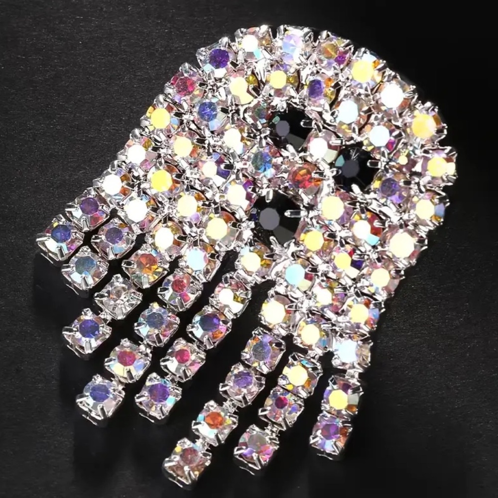 🆕 Halloween Ghost Stud Earrings Encrusted with Sparkling Rhinestones - Picture 3 of 10